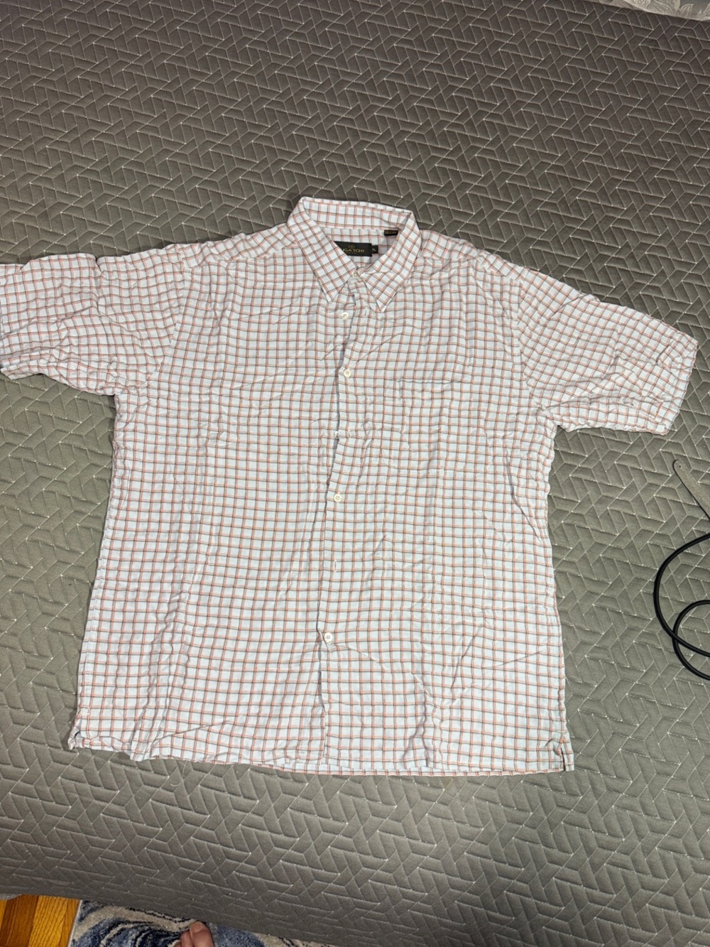 Bugatchi light blue Button-Down Shirt with Red Grid